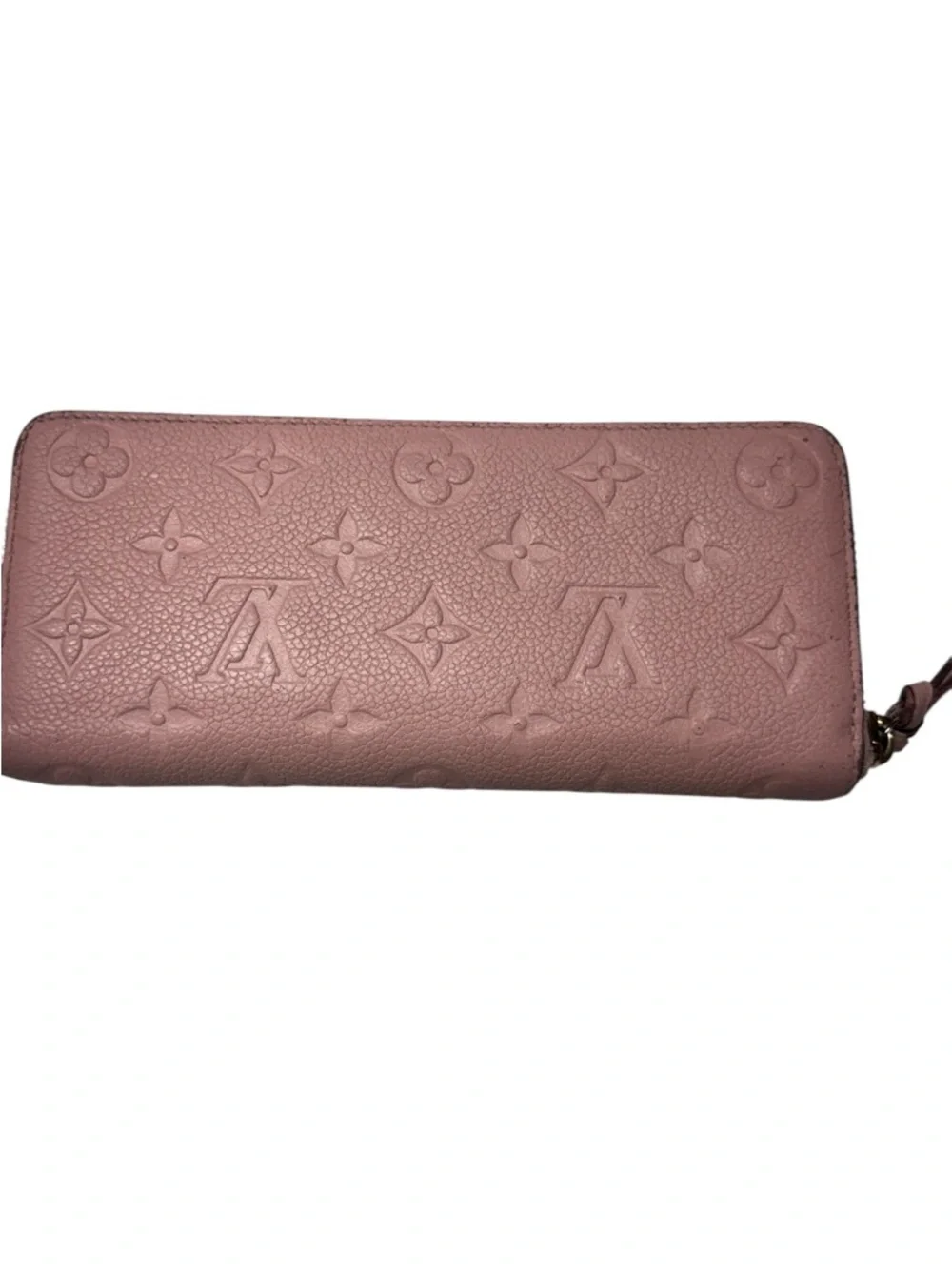 LOUIS VUITTON Rose Ballerine Monogram Empreinte Leather Clemence Long zip wallet
